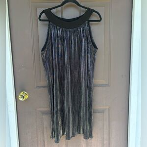 Tiana B. Black and Silver Pleated Dress